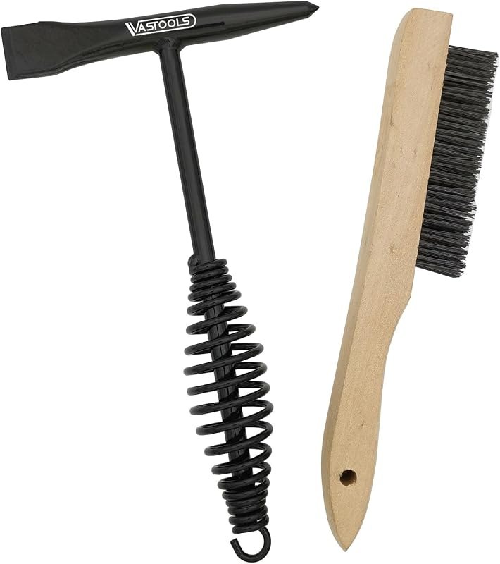 VASTOOLS Welding Chipping Hammer with Coil Spring Handle,10.5",Cone and Vertical Chisel/ 10" Wire Brush, Black — best