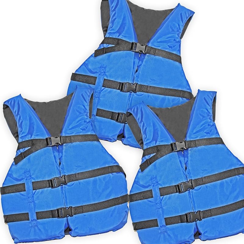 3 Pack Life Jacket Paddle Vest; Coast Guard Approved Type III PFD Life Vest Flotation Device; Jet ski, Wakeboard