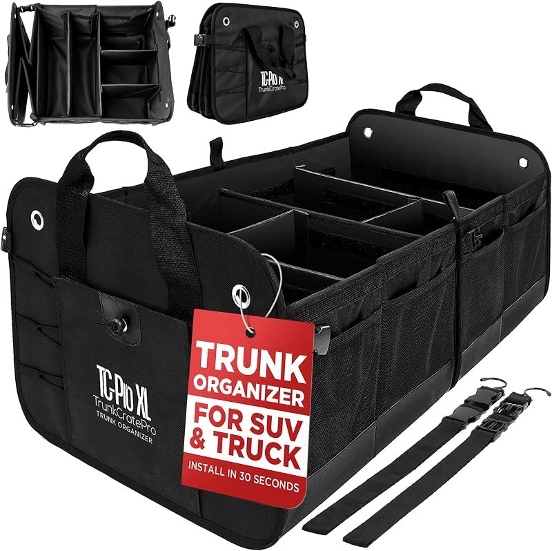 Car Trunk Organizer for SUV, Truck & Auto Cargo Storage, XL Black — trunk for car organizer rated