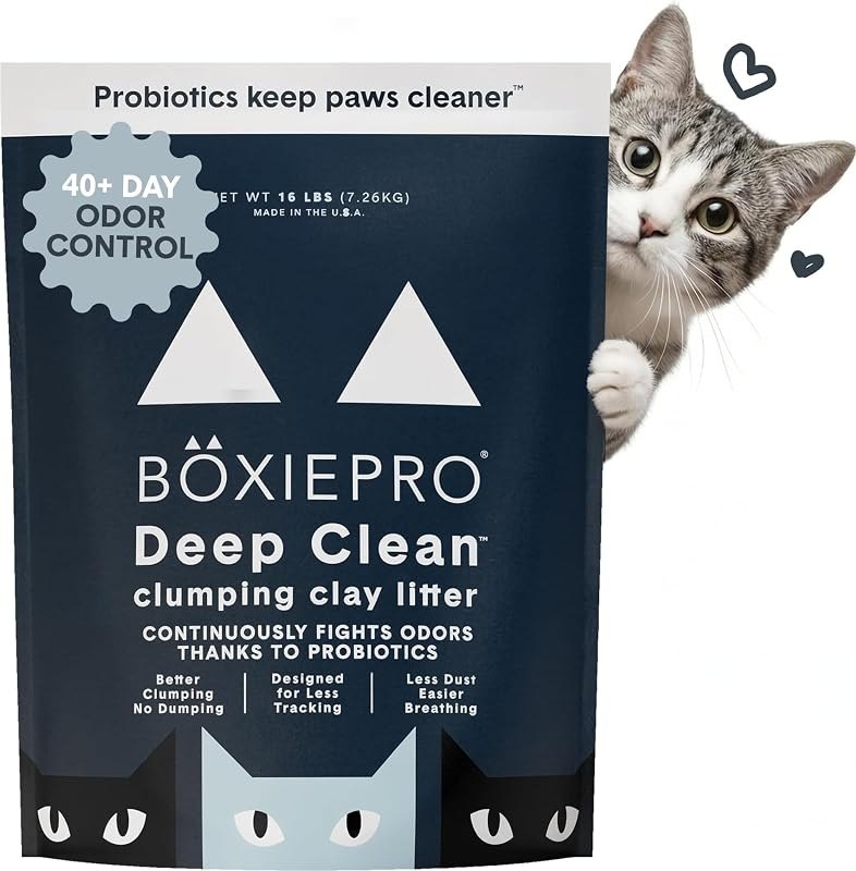 Boxie Probiotic Cat Litter, 40 Day Control, Clumping Clay Kitty Litter, Odor Eliminating Probiotics, Dust-Free, No