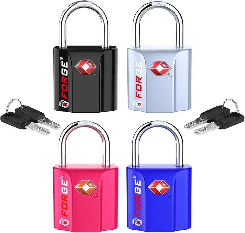 Small Size TSA Approved Luggage Locks. Key Locks for Travel. Ultra Secure Dimple Key Travel Locks Alloy Body Luggage