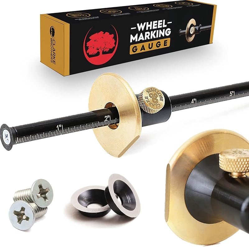 Clarke Brothers Wheel Marking Gauge - Woodworking Marking Scriber Kit With 2 Replacement Cutters - Wood Marking Tools