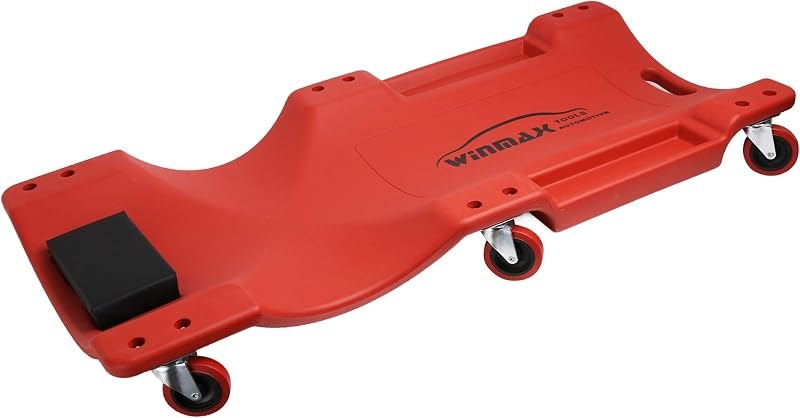 WINTOOLS Low Profile Red 40 Inch Creeper Garage Plastic Rolling Car Repair Mechanic Cart — garage creeper for garage