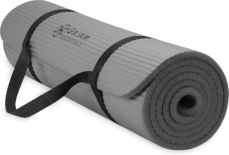 Gaiam Thick Yoga Mat, Exercise & Fitness Mat with Easy-Cinch Carrying Strap — yoga mat for home gym equipment refill