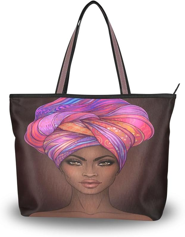 Woman Tote Bag Shoulder Handbag African American Woman for Work Travel Business Beach Shopping — work tote bag for