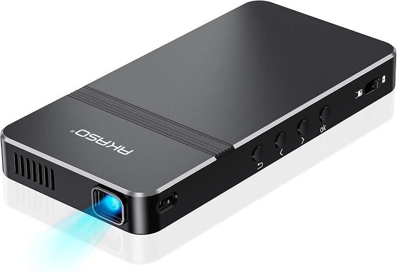 AKASO Mini Projector, Pocket-Sized DLP Portable Projector, 1080P Cookie Projector , Support HDMI WiFi Built-in