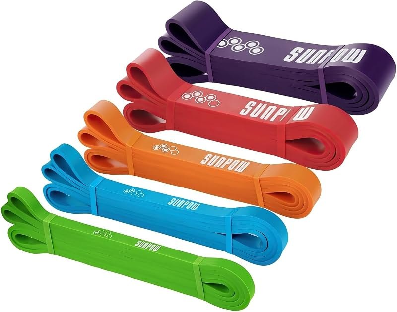 SUNPOW Pull Up Assistance Bands Set of 5 Resistance Heavy Duty Workout Exercise Stretch Fitness Bands Assist Set for