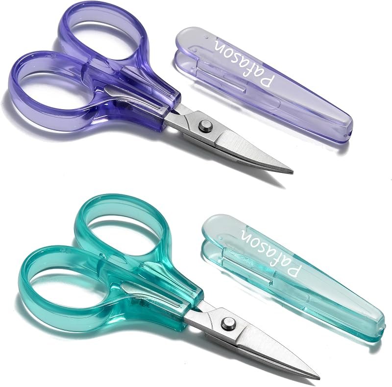 PAFASON Small Travel Sewing Embroidery Scissors Set Curve Straight Tip — sewing thread snips for seam ripper