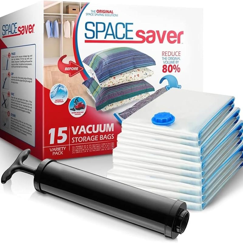 15-Pack Variety Vacuum Storage Bags for Comforters, Blankets & Clothes — Bins, hangers, and vacuum bags. heav for bins