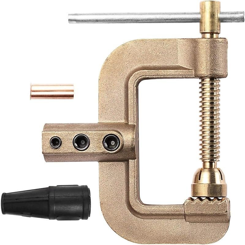 H HZXVOGEN 400A C-Style Welding Ground Clamp, Heavy Duty Solid Brass Earth Clamp with Screw Lock, 2.3" Jaw Opening for