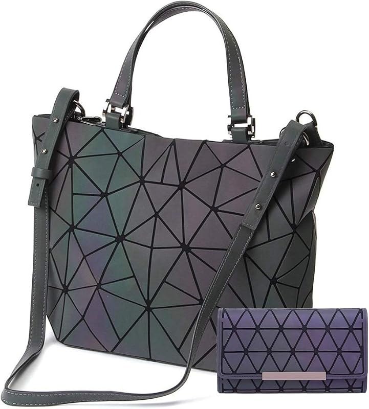 Geometric Bag Reflective Purse Holographic Handbag Geometric Shoulder Bag Women Flash Tote Bag Luminous Crossbody Bag