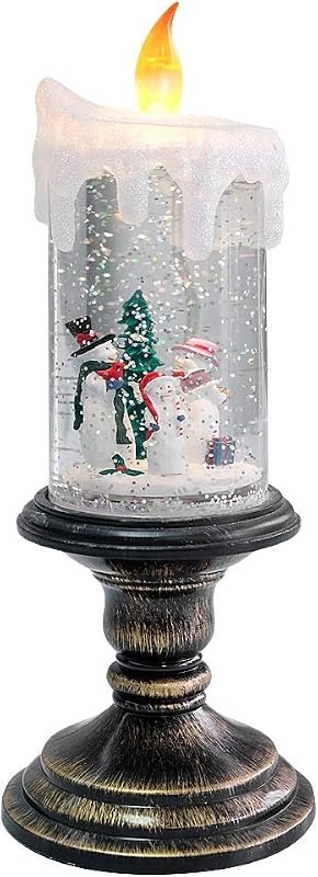 Eldnacele Snowman Christmas Snow Globe Flameless Candle Battery Operated — best snow desk holder for snow desk holder