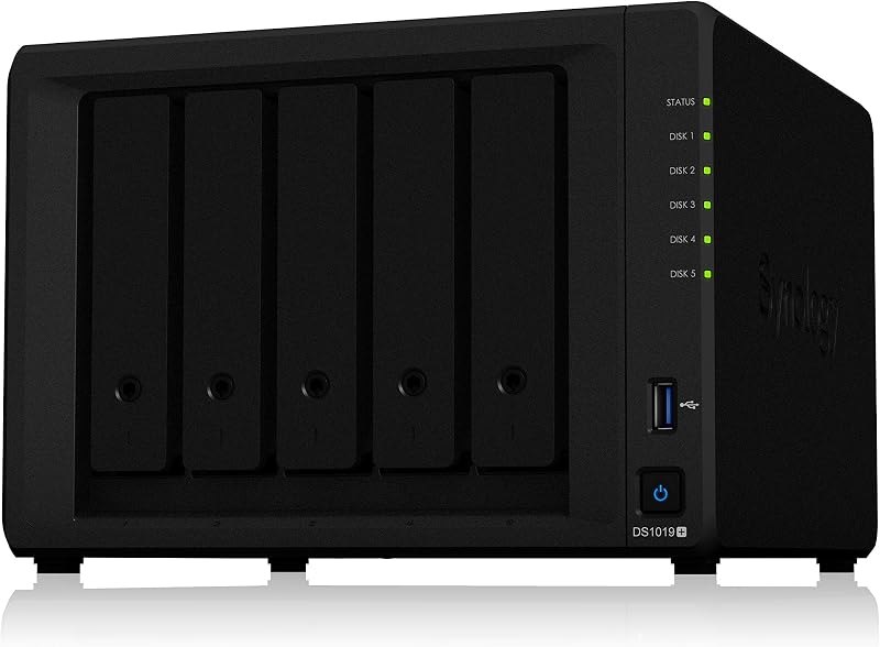 Synology 5 bay NAS DiskStation DS1019+ (Diskless), 5-bay; 8GB DDR3L