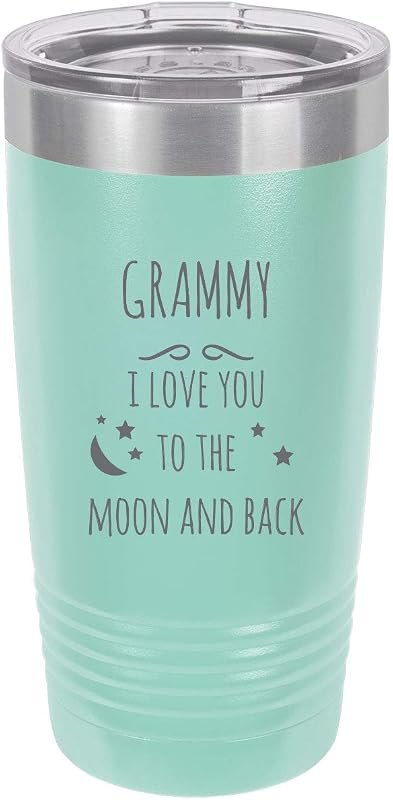 Grammy - I love you to the Moon and Back Stainless Steel Engraved Insulated Tumbler 20 Oz Travel Coffee Mug, Teal —