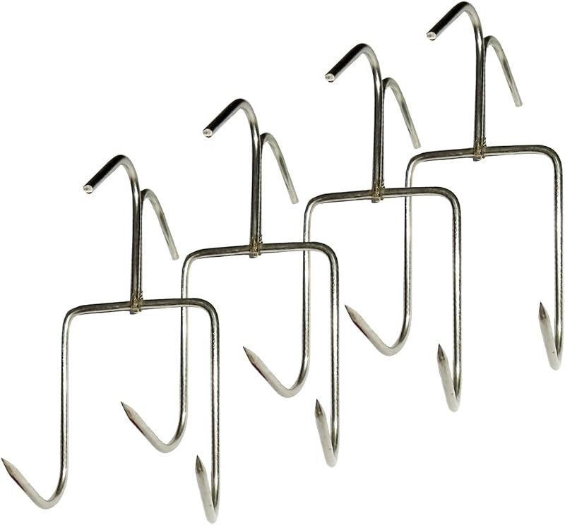 TIHOOD 4Pack Smoker Hooks - Stainless Steel Bacon Hanger, Roast Duck Hooks, Meat Hangers for Smoking, Hanging Bacon