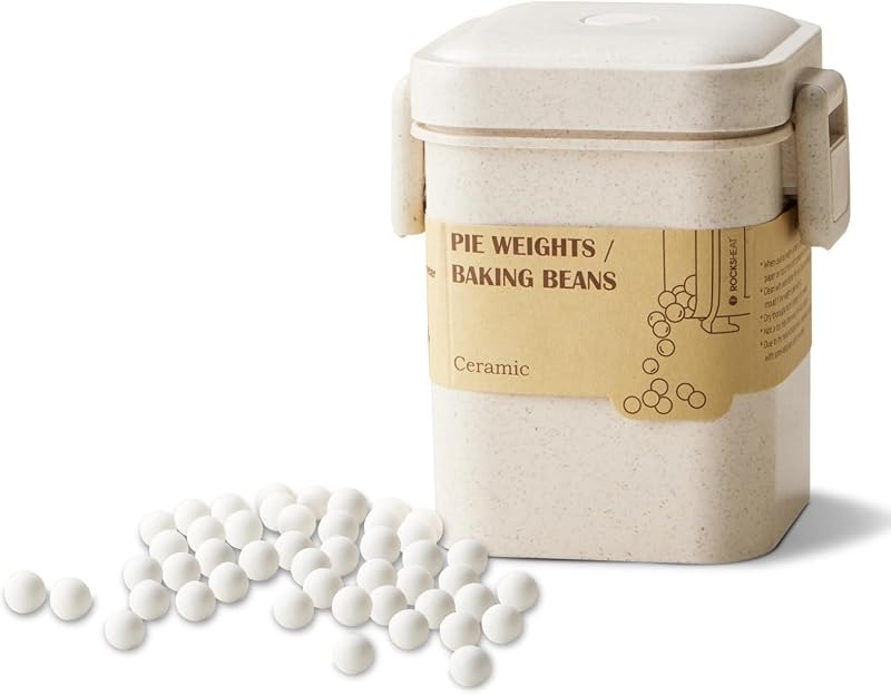 K Ceramic Pie Weights, Baking Beads Pie Crust Weights, Natural baking beans with Wheat Straw Container (2.2Lb — baking