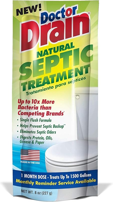 Monthly Natural Septic Tank Treatment - One Flush Septic Enzyme Treatment Packets, Eliminates Odors Effectively