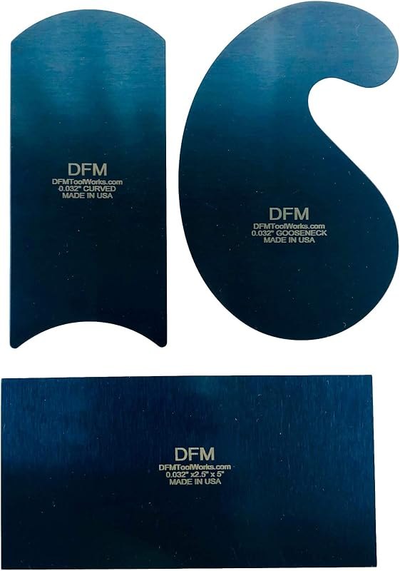 DFM Tool Works Blue Curved Cabinet Scraper Cards - Cabinet Scraper for Woodworking, Card Scraper Tool for Precision