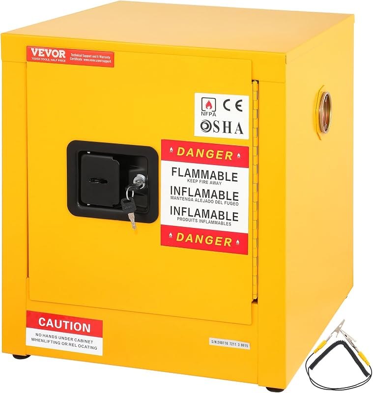 VEVOR Flammable Cabinet 17" x 17" x 18", Galvanized Steel Safety Cabinet, Adjustable Shelf Flammable Storage Cabinet