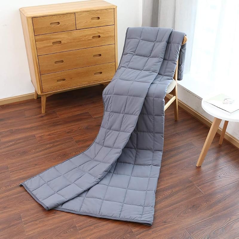 Adult Weighted Blankets (15 lbs, 48” x 72”, Twin Size) Heavy Blanket, Breathable Cotton with Natural Glass Beads