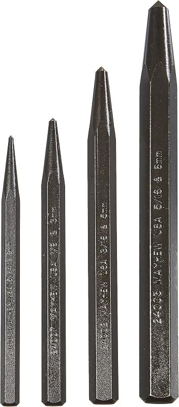 Mayhew Tools 62215 Center Punch, 4-Piece Set, Black Oxide Finish — automatic center punch for automatic center punch