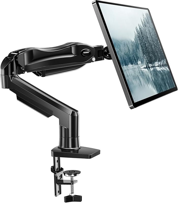 HUANUO FlowLift™ Single Monitor Mount, 13 to 32 Inch Monitor Arm, Adjustable Monitor Stand, Vesa Mount with Clamp and