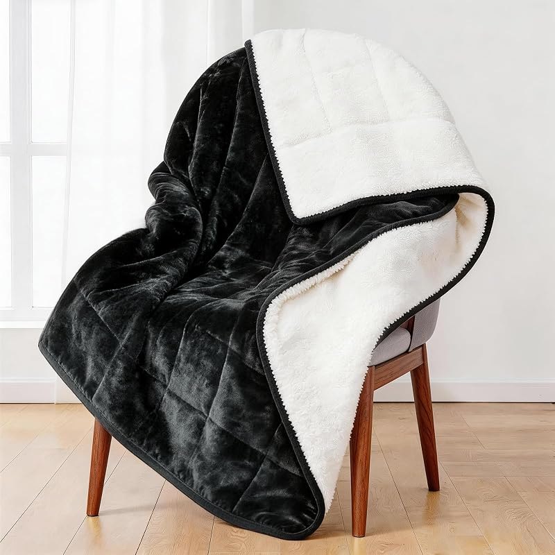 Alomidds Sherpa Fleece Weighted Blanket, Twin 15lbs Adult Weighted Blankets, Fuzzy Throw Blanket with Soft Plush