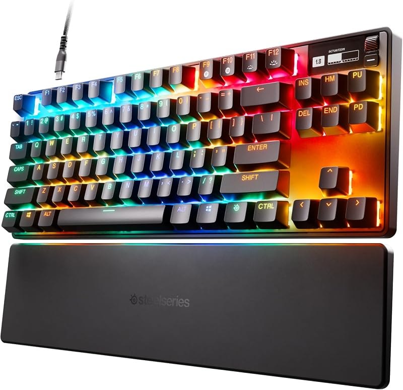 SteelSeries Apex Pro TKL HyperMagnetic Gaming Keyboard - Adjustable Actuation - Esports Tenkeyless - OLED Screen - RGB