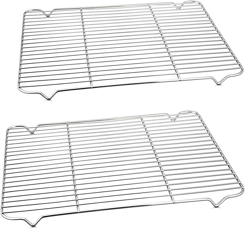 P&P CHEF Cooling Baking Rack Stainless Steel, 16.6" x 11.5", 2 Pcs, Silver — best baking cooling rack for baking