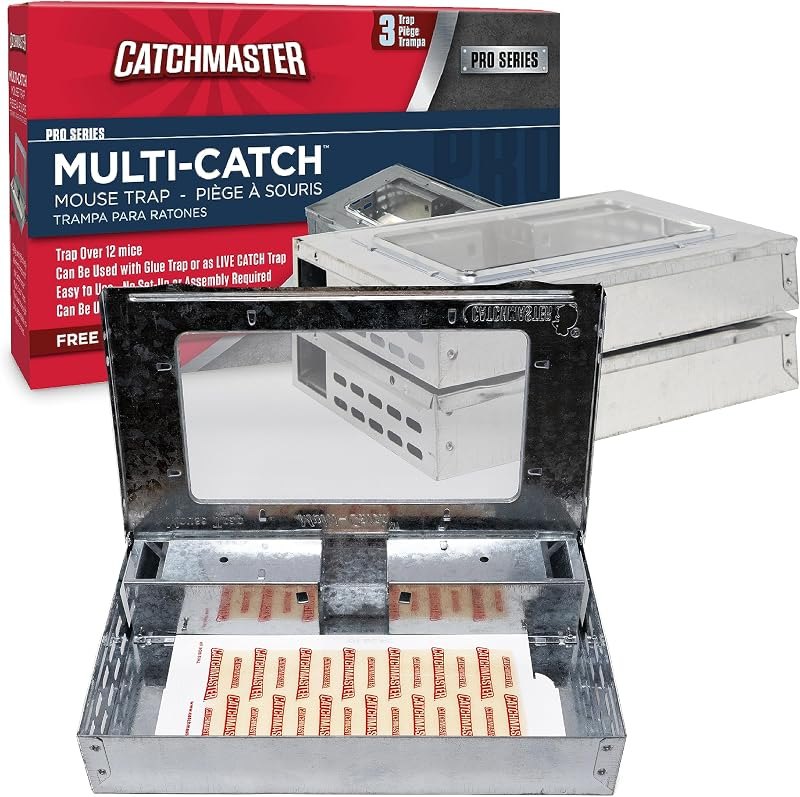 Catchmaster Multi-Catch Mouse Trap 3pk, Live Catch Metal Mouse Trap Box — Traps and baits that follow the line for