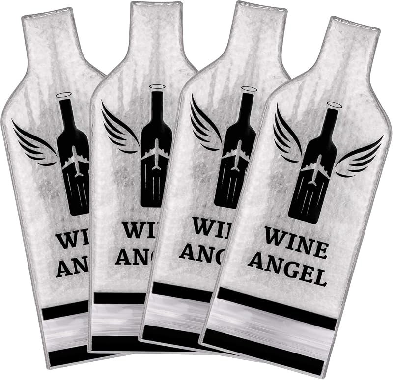 [UPGRADED PROTECTION] 4 Set (8 pcs) Reusable Wine Bags for Travel, Wine Travel Protector, Bottle Travel Sleeve Case