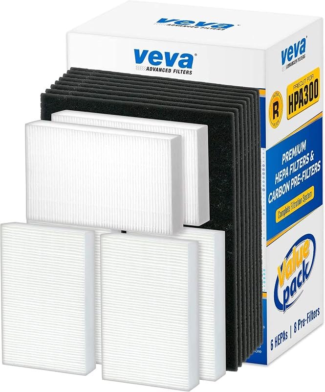 HPA300 Filter Replacement Compatible with Honeywell Air Purifier - 6 Pack of HEPA Filters w/ 8 Precut Activated Carbon