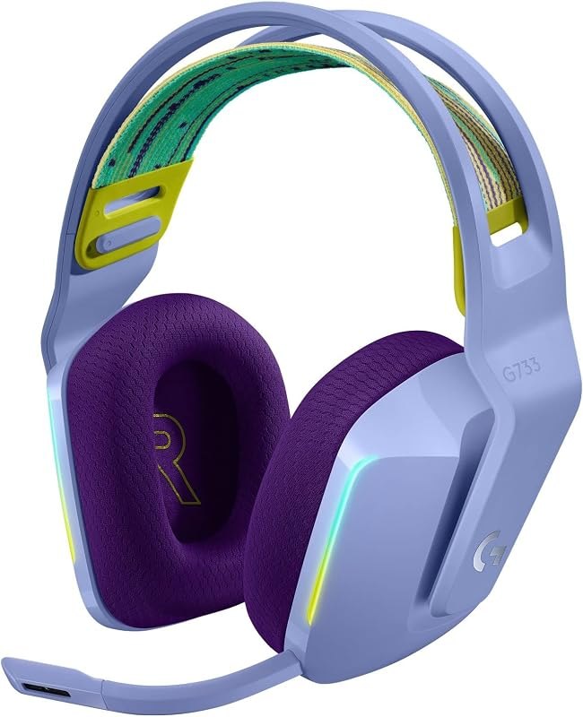 Logitech G733 Lightspeed Wireless Gaming Headset with Suspension Headband, LIGHTSYNC RGB, Blue VO!CE Mic Technology