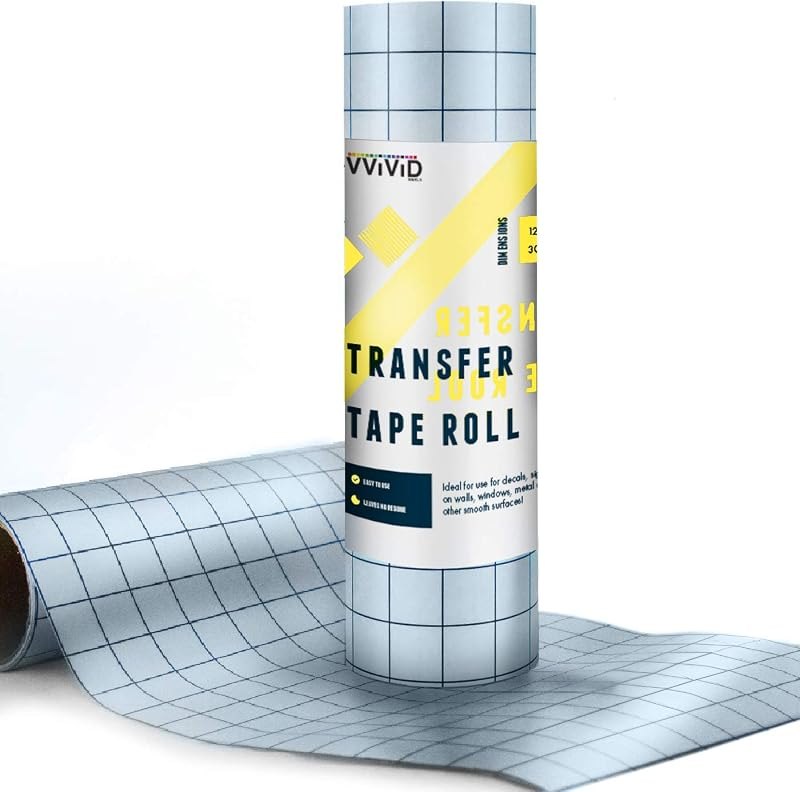 VViViD Vinyl Transfer Tape Roll Clear with Blue Alignment Grid Application Tape for Signs Crafts Decals Medium Tack
