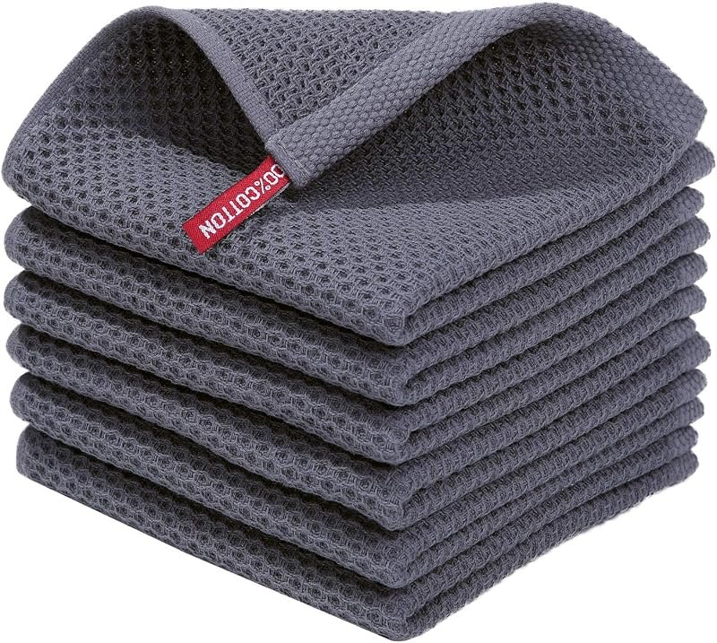 Homaxy 100% Cotton Waffle Weave Kitchen Dish Cloths 6-Pack, Dark Grey — kitchen for haul