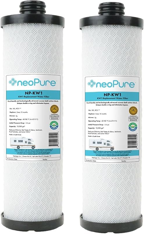 Neo-Pure NP-KW1 WaterPur KW1 Compatible 10" Carbon Block Filter for RCS/FR1 Housing — water filter rv for water