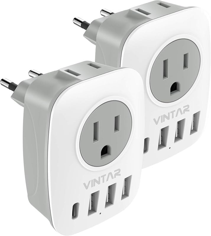VINTAR 2 Pack European Travel Plug Adapter, Type C Adapter with USB C — uk eu adapter for universal travel adapter usb