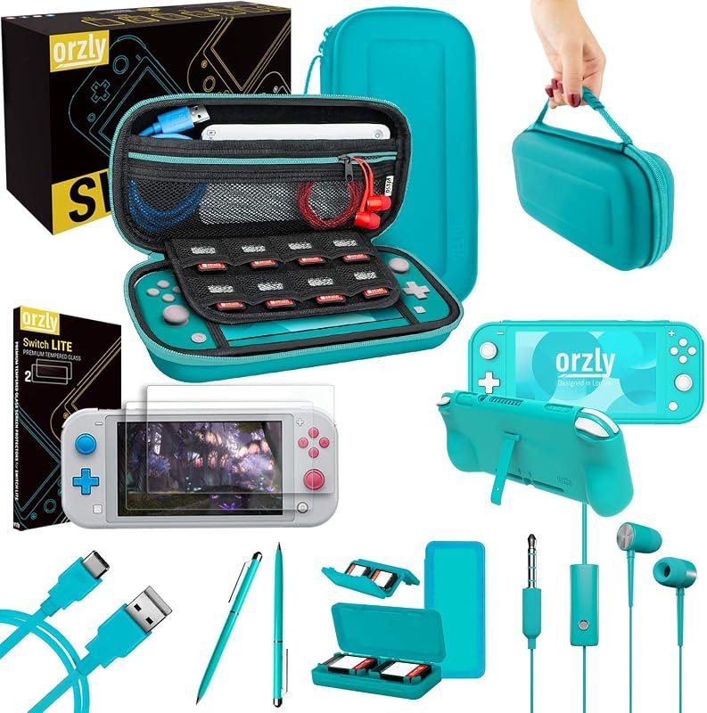 Switch Lite Accessories Bundle - Case & Screen Protector for Nintendo Switch Lite Console, USB Cable, Games Holder