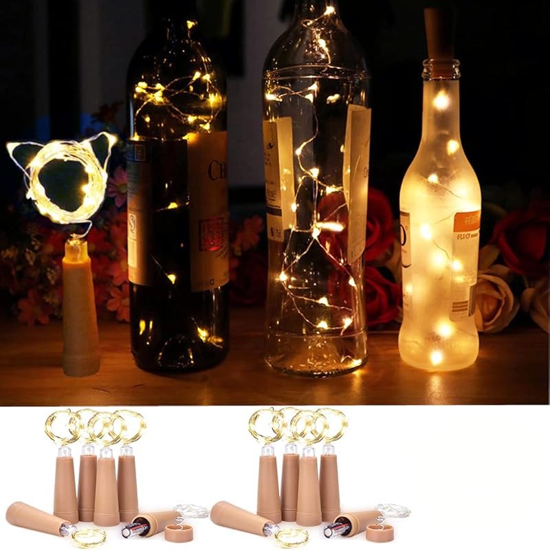 12 Pack Wine Bottle String Lights, 20 LED 6.6ft AAA Battery Powered Cork Fairy Lights for Bedroom, Birthday Wedding
