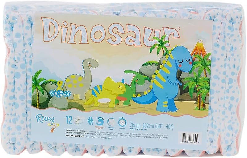 Rearz - MEGA Dinosaur Adult Disposable Diapers (12 Pack) (Medium) — adult care diapers picks Amazon listing