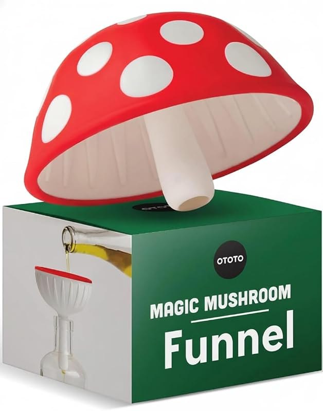 OTOTO Mushroom - Foldable Small Kitchen Funnel with Wide Mouth for Jars. Bottle Liquid Transfer - Silicone, 100% Food