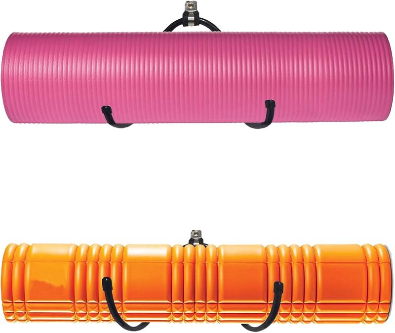 Yoga Mat Storage Foam Rollers Rack Rolled Bath Towels Holder Shelf - Solid Quality Wall Mountable for Bathroom Yoga