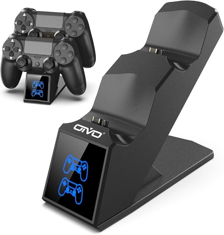 PS4 Controller Charger, PS4 Charger Charging Dock Station Compatible with Dualshock 4, Upgraded Fast-Charging Port for