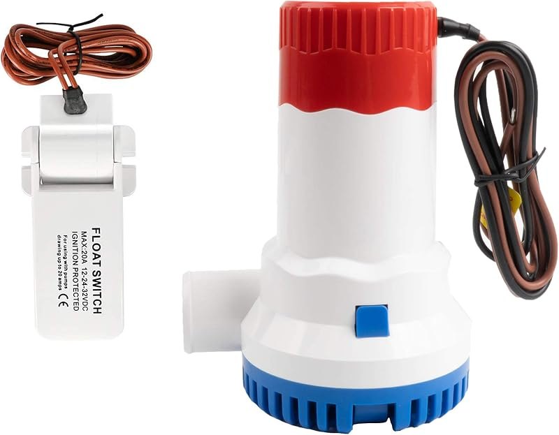 Sanuke 1500GPH Bilge Pump for Boats with Float Switch, 1-1/8" Outlet, 12V — bilge pump 1500 gph for bilge pump 1500 gph