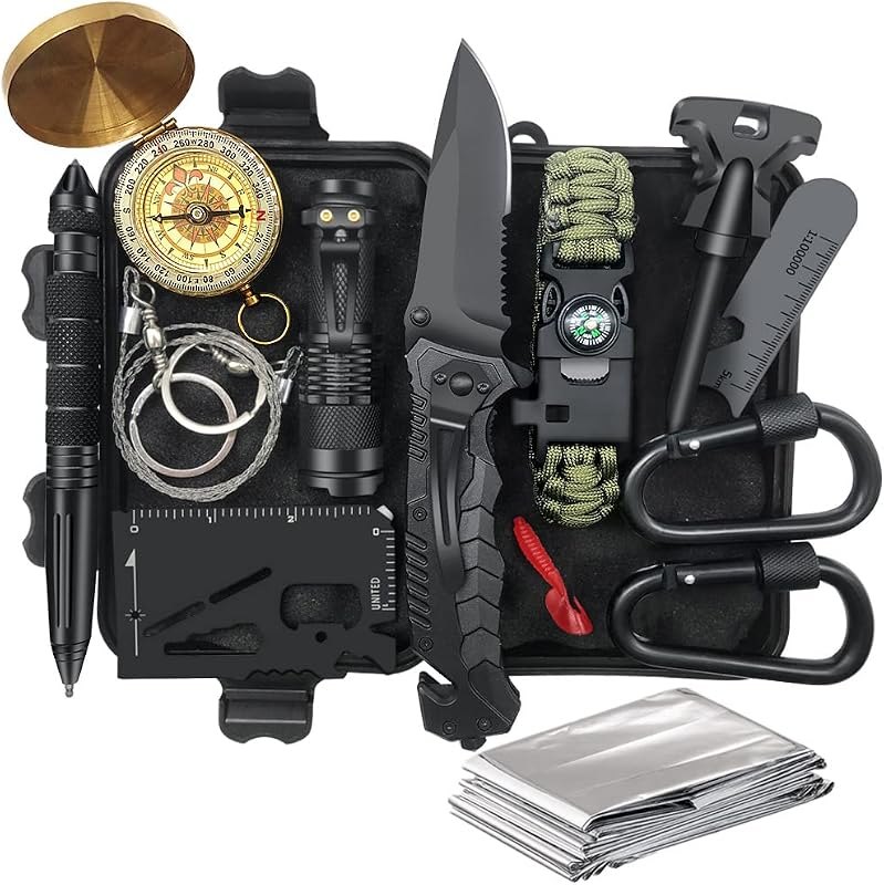 Survival Kit 14 in 1, Gifts for Men Dad Husband, Emergency Survival Gear and Equipment, Anniversary Birthday Gifts