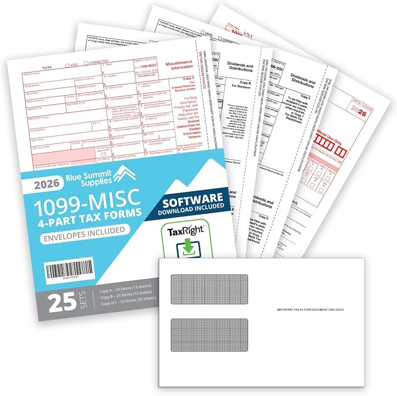 Blue Summit Supplies 1099 MISC 2026 Tax Kit, 25 Pk, TaxRight, Envelopes — best Financial software applications for