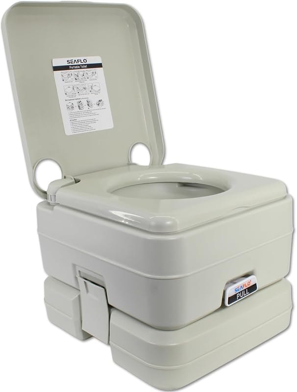 SEAFLO Premium Camping Portable Toilet - 5.8 Gallon Waste 3.43 Gall Fresh Tank (100 Flushes), 440 lbs Max Weight