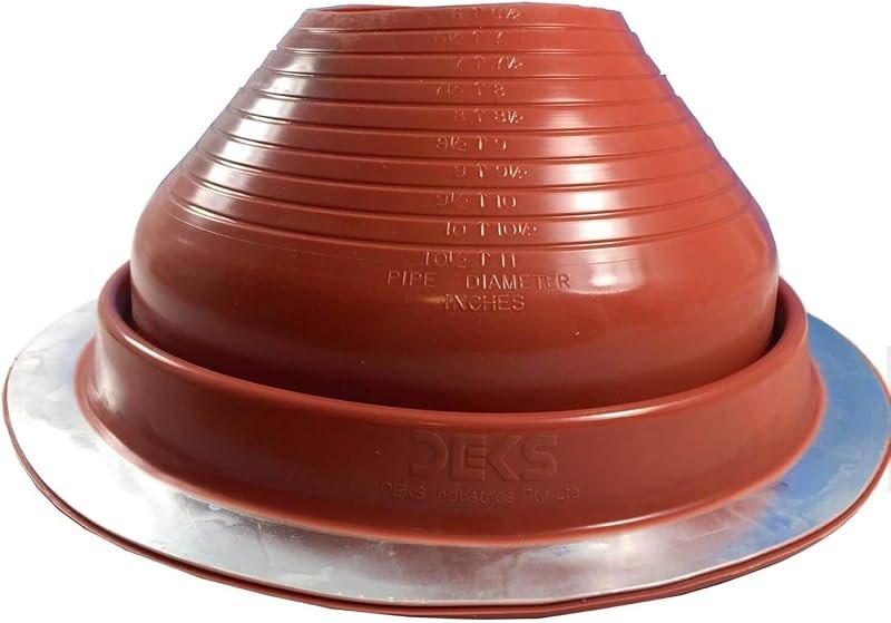 DEKTITE Round Base Metal Roofing Pipe Flashing Boot #7(DF207RE) RED High Temp Silicone Flexible Pipe Flashing