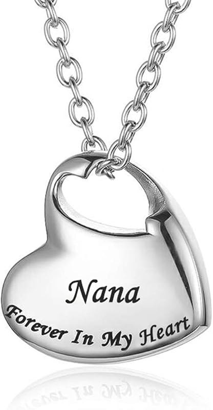 Cremation Urn Necklace for Ashes Urn Jewelry,Forever in My Heart Carved Stainless Steel Keepsake Waterproof Memorial