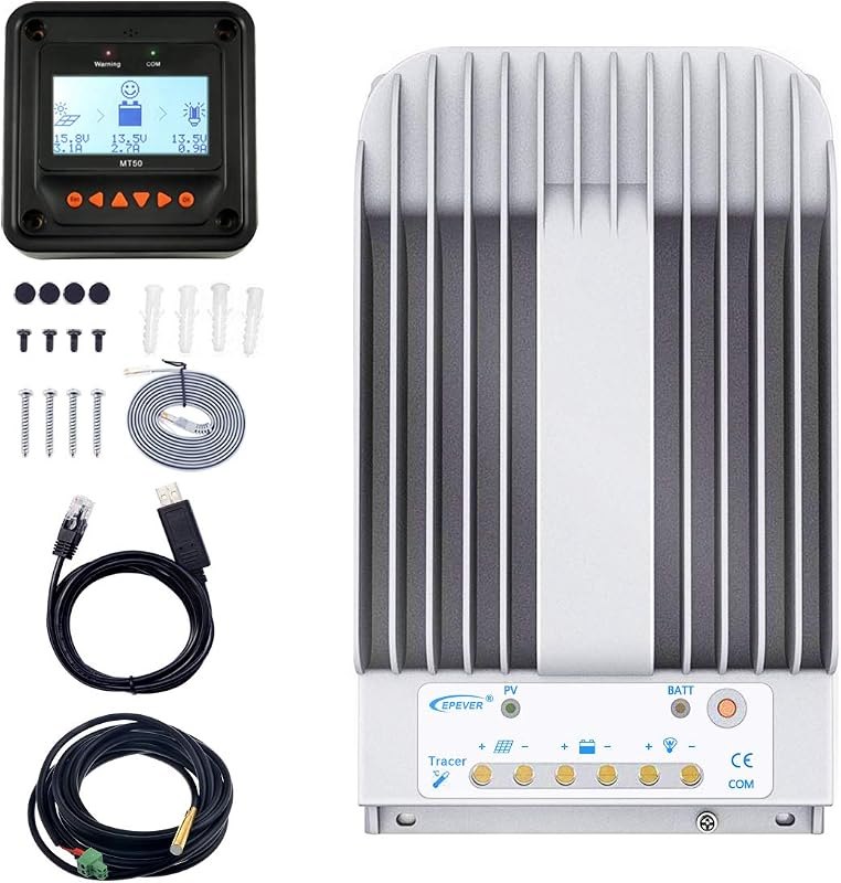 EPEVER MPPT Solar Charge Controller 40A 12V/24V Auto - Max.PV 150V Regulator With MT50 Remote Meter, Temperature